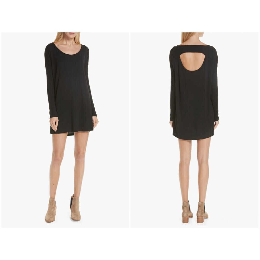 Rag & Bone Women's Long Sleeve Knit Cutout Back Tunic Dress In Black Size S - Picture 1 of 13
